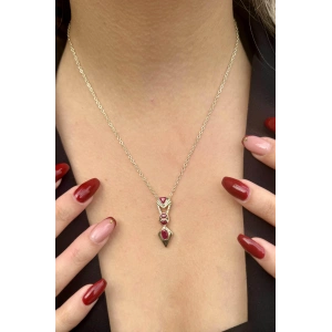 Altın Renk Taş Detaylı Altın Kaplama VİP Kolye