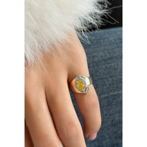 Altın Renk Taş Detaylı Ayarlanabilir Serçe Parmak Yüzüğü