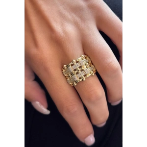Altın Renk Taş Detaylı Ayarlanabilir YSX Yüzük