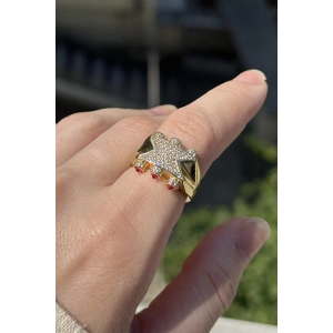 Altın Renk Taş Detaylı Ayarlanabilir YSX Yüzük