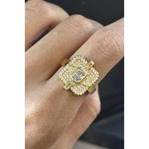 Altın Renk Taş Detaylı Ayarlanabilir YSX Yüzük
