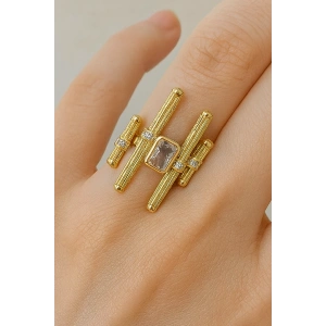 Altın Renk Taş Detaylı Ayarlanabilir YSX Yüzük