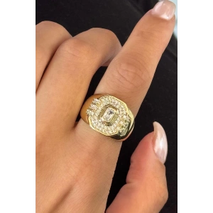 Altın Renk Taş Detaylı Ayarlanabilir YSX Yüzük