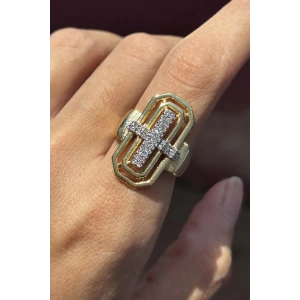 Altın Renk Taş Detaylı Ayarlanabilir YSX Yüzük