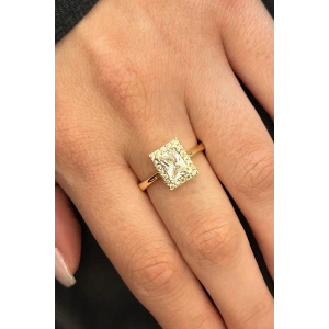 Altın Renk Taş Detaylı Ayarlanabilir Yüzük