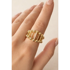 Altın Renk Taş Detaylı Ayarlanabilir Yüzük