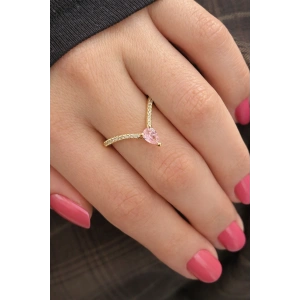 Altın Renk Taş Detaylı Ayarlanabilir Yüzük