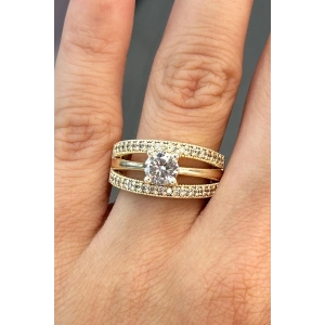 Altın Renk Taş Detaylı Ayarlanabilir Yüzük