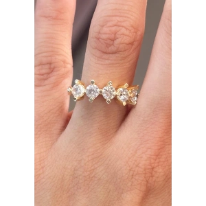 Altın Renk Taş Detaylı Ayarlanabilir Yüzük