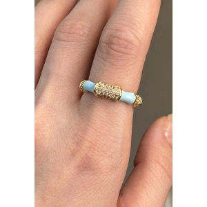 Altın Renk Taş Detaylı Ayarlanabilir Yüzük