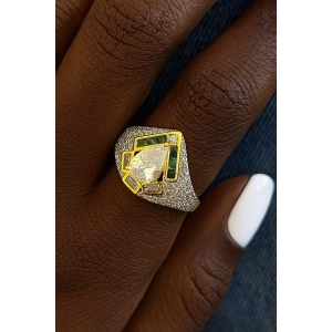 Altın Renk Taş Detaylı Ayarlanabilir Yüzük