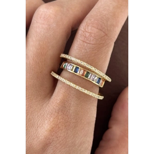 Altın Renk Taş Detaylı Ayarlanabilir Yüzük