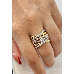 Altın Renk Taş Detaylı Ayarlanabilir Yüzük