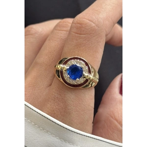 Altın Renk Taş Detaylı Ayarlanabilir Yüzük