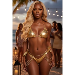 Altın Renk Taş Detaylı Bel Zinciri/Vücut Aksesuar