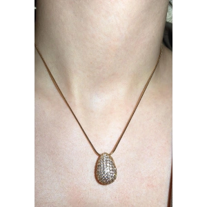 Altın Renk Taş Detaylı Çelik Bottega Kolye