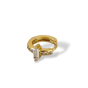 Altın Renk Taş Detaylı Çelik Halka Tragus/Kıkırdak Küpe/Piercing (Tek)