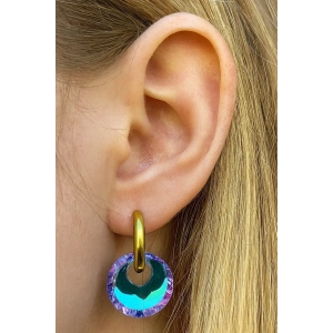 Altın Renk Taş Detaylı Çelik Küpe (Çift)