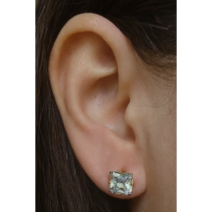 Altın Renk Taş Detaylı Çelik Küpe (Çift)