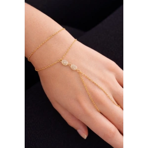 Altın Renk Taş Detaylı Çelik Şahmeran