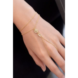 Altın Renk Taş Detaylı Çelik Şahmeran