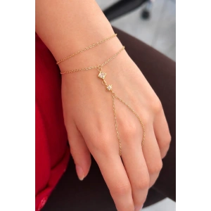 Altın Renk Taş Detaylı Çelik Şahmeran