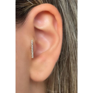 Altın Renk Taş Detaylı Çelik Tragus/Kıkırdak Küpe/Piercing (Tek)