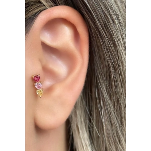 Altın Renk Taş Detaylı Çelik Tragus/Kıkırdak Küpe/Piercing (Tek)