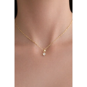 Altın Renk Taş Detaylı Çelik Xupıng Kolye