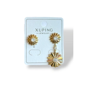 Altın Renk Taş Detaylı Çelik Xuping Küpe (Çift)