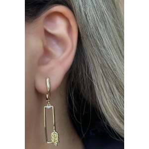 Altın Renk Taş Detaylı Çelik Xuping Küpe (Çift)