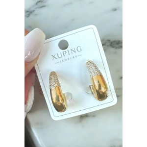 Altın Renk Taş Detaylı Çelik Xuping Küpe (Çift)