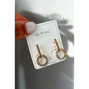 Altın Renk Taş Detaylı Çelik Xuping Küpe (Çift)