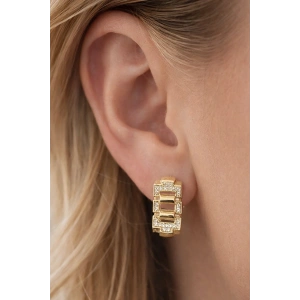 Altın Renk Taş Detaylı Çelik Xuping Küpe (Çift)