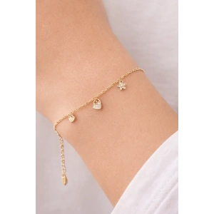 Altın Renk Taş Detaylı Çelik Xupıng VİP Bileklik