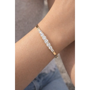 Altın Renk Taş Detaylı Çelik Xupıng VİP Bileklik