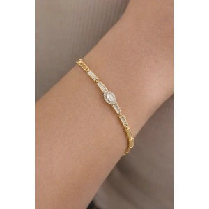 Altın Renk Taş Detaylı Çelik Xuping VIP Bileklik