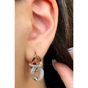 Altın Renk Taş Detaylı Çelik Xuping VİP Küpe (Çift)