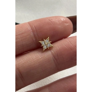 Altın Renk Taş Detaylı Cerrahi Çelik Tragus/Kıkırdak Küpe/Piercing (Tek)