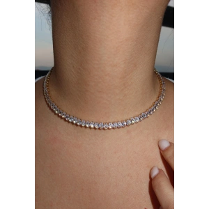 Altın Renk Taş Detaylı Choker Kolye