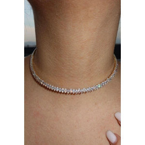 Altın Renk Taş Detaylı Choker Kolye