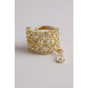 Altın Renk Taş Detaylı Ear Cuff (Tek)