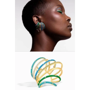 Altın Renk Taş Detaylı Ear Cuff (Tek)