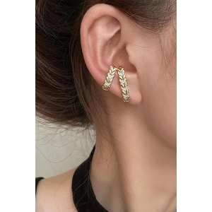 Altın Renk Taş Detaylı Ear Cuff (Tek)