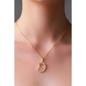 Altın Renk Taş Detaylı Geyik Figürlü Çelik VİP Xuping Kolye