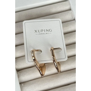 Altın Renk Taş Detaylı Halka Çelik Xuping Küpe (Çift)