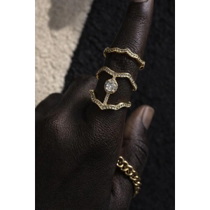 Altın Renk Taş Detaylı İkili Ayarlanabilir Yüzük