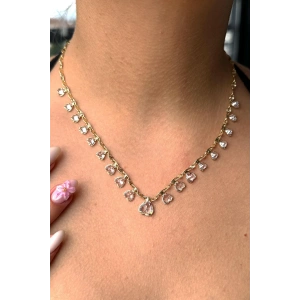 Altın Renk Taş Detaylı Kolye