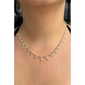 Altın Renk Taş Detaylı Kolye