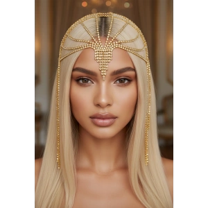 Altın Renk Taş Detaylı Saç Aksesuarı/Kına Aksesuarı